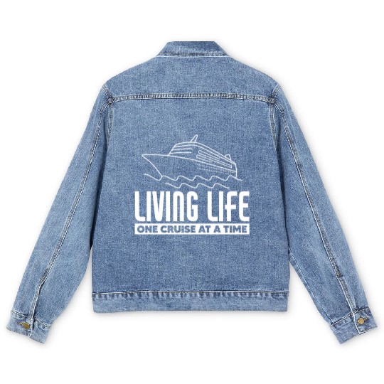 Living Life One Cruise At A Time Men's Denim Jackets