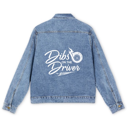 Drag Racing Race Car Girl Dibs On Men's Denim Jackets