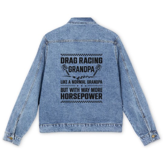 Drag Racing Race Car Grandpa Men's Denim Jackets