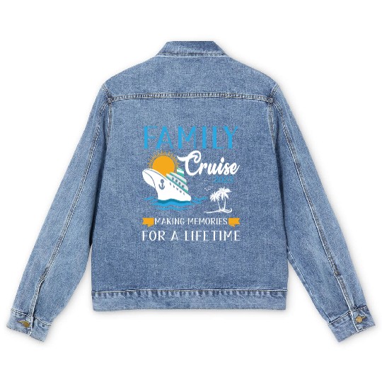 Family cruise 2023 make memories for a lifetime Men's Denim Jackets