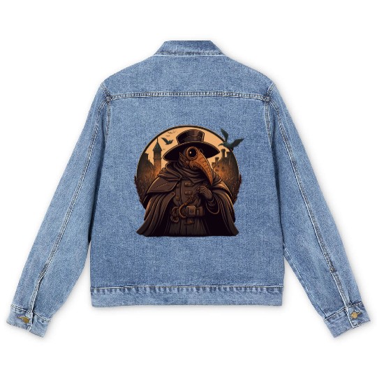 Plague Doctor With Suit and Mask Men's Denim Jackets