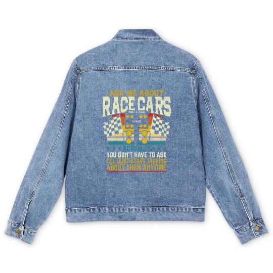 Drag Racing Race Car Retro Vintage Men's Denim Jackets