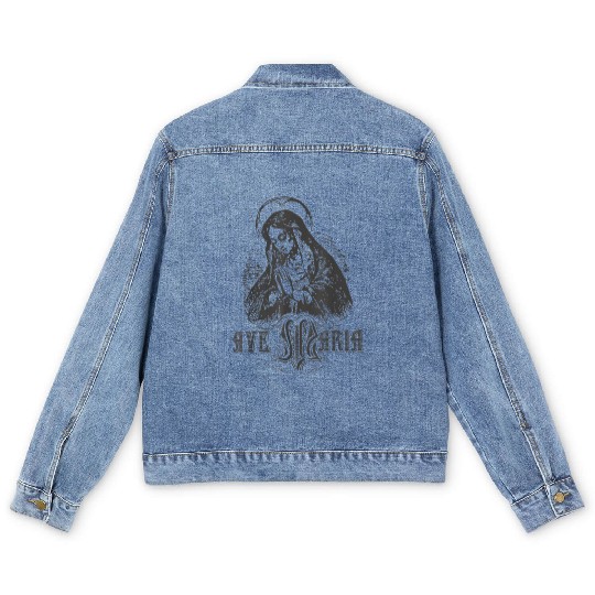 Ave Maria Schubert Latin Mass Blessed Mother Hail Men's Denim Jackets