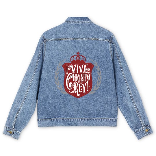 Viva Cristo Rey Cristeros Spanish Catholic Mexican Men's Denim Jackets