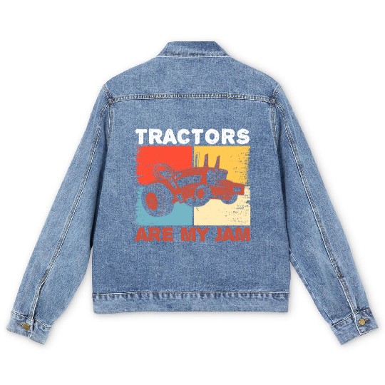 USA Flag America Farm Tractor Farming Life Farmer Men's Denim Jackets