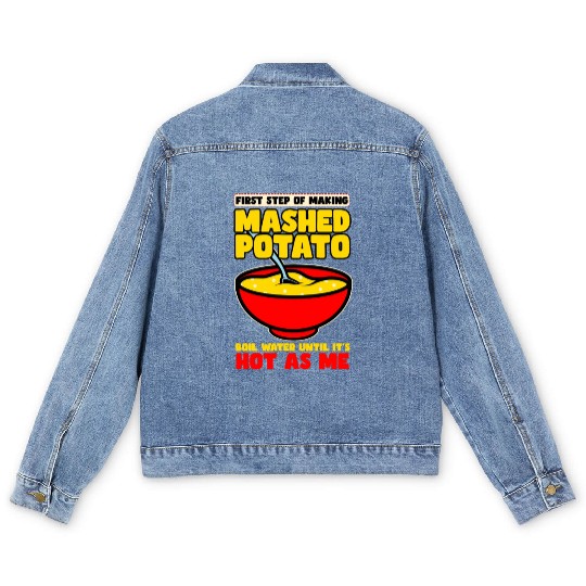 First Step Of Making Mashed Potatoes Men's Denim Jackets