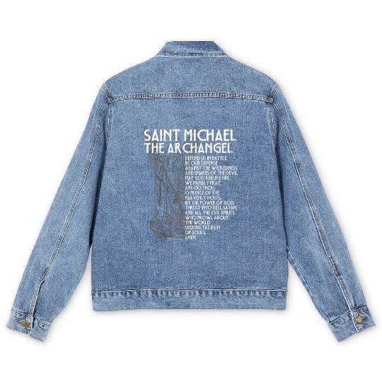 Saint Michael the Archangel Prayer Catholic Tradit Men's Denim Jackets