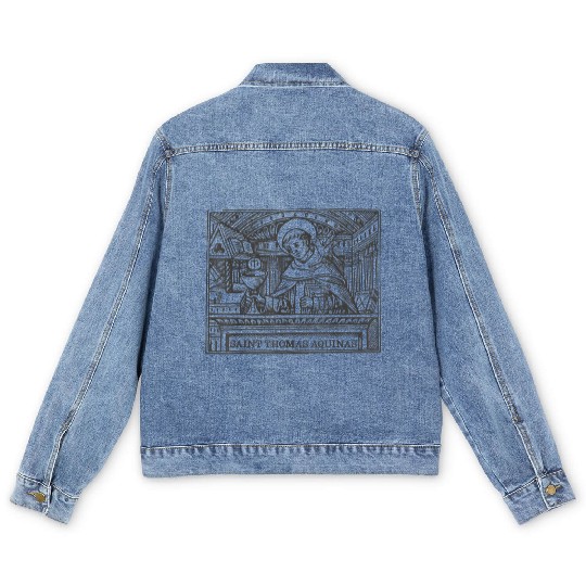 St Thomas Aquinas Patron Saint Students Catholic S Men's Denim Jackets