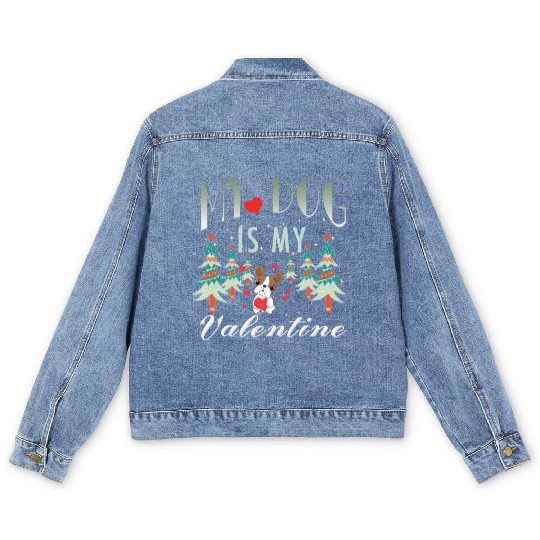 My dog is my Valentine Men's Denim Jackets
