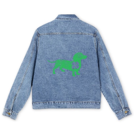Dachshund Dog Shamrock St. Patrick's Day Saint Pad Men's Denim Jackets