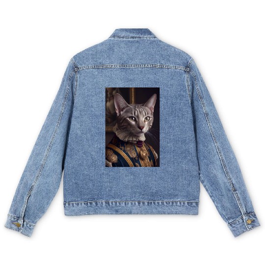 Egyptian Mau Cat Breed Portrait Royal Renaissance Men's Denim Jackets