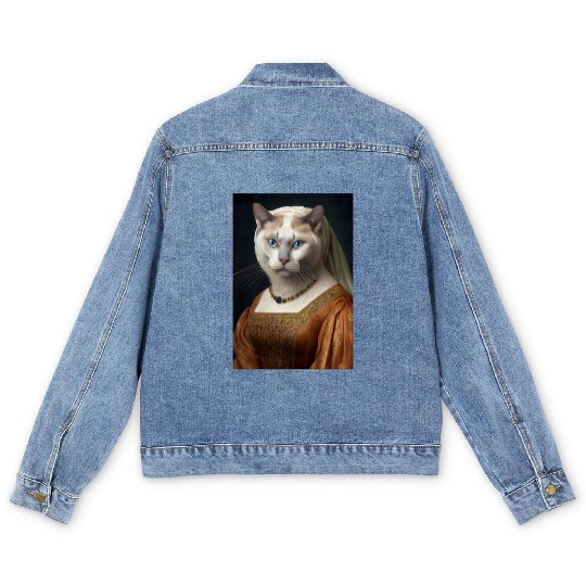 Burmilla Queen Cat Breed Portrait Royal Renaissanc Men's Denim Jackets