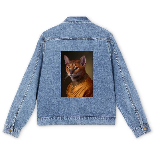 Chausie King Cat Breed Portrait Royal Renaissance Men's Denim Jackets