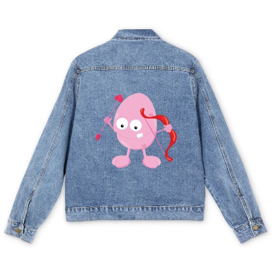 Kids Valentines Day Valentine Light Pink Monster Men's Denim Jackets