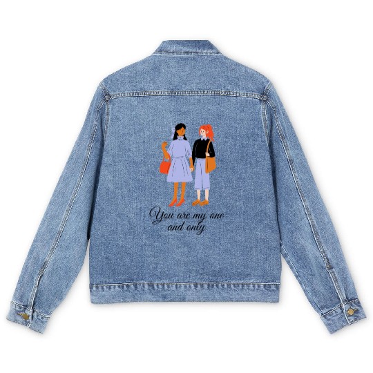 lesbian lgbtq pride valentine day 2023 valentines Men's Denim Jackets