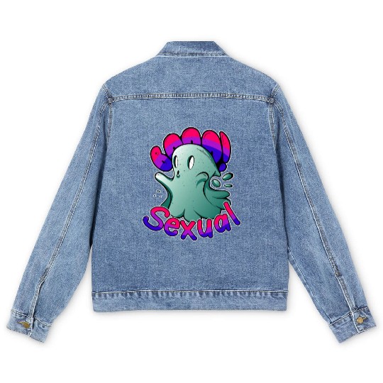 Funny Boo Sexual Cute Bi Ghost LGBT Bisexual Pride Men's Denim Jackets