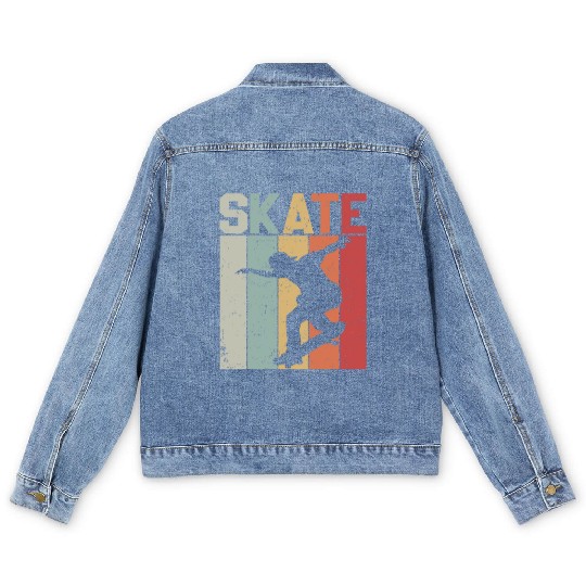 Skate, Sk8er, Skateboard, Skaten Men's Denim Jackets