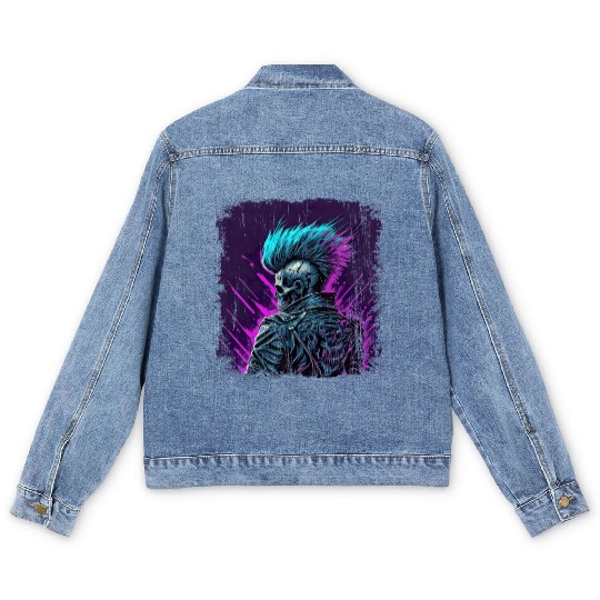 Apocalyptic Neon Retro Punk Zombie Men's Denim Jackets