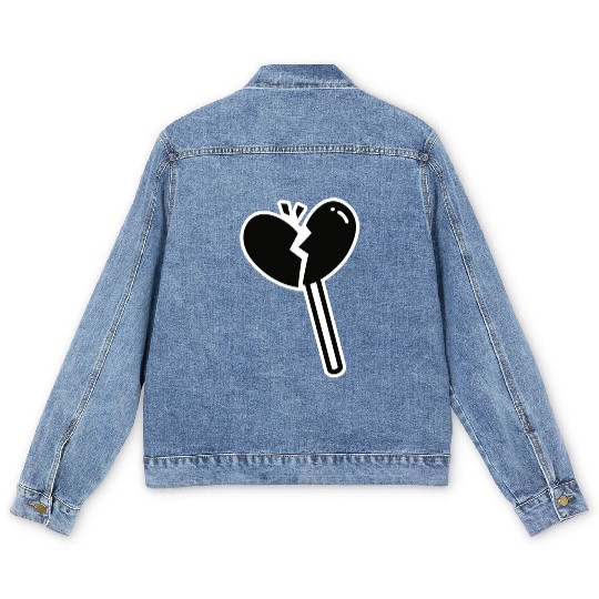 Broken Heart Lollipop Candy Men's Denim Jackets
