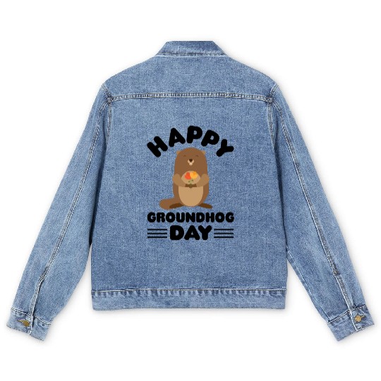 Groundhog Day cute print Men's Denim Jackets