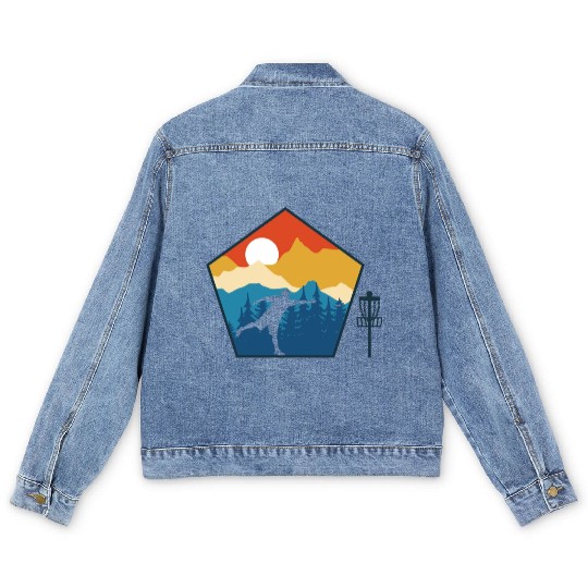 Disc Golf Disc Golfing Ultimate Frisbee Natur Men's Denim Jackets