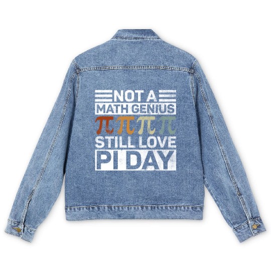 Not A Math Genius Still Love Pi Day - Funny Pi Day Men's Denim Jackets