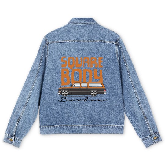 square Burnt Orange Men's Denim Jackets