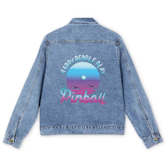 Happy People Play Pinball Retro 80s Men's Denim Jackets