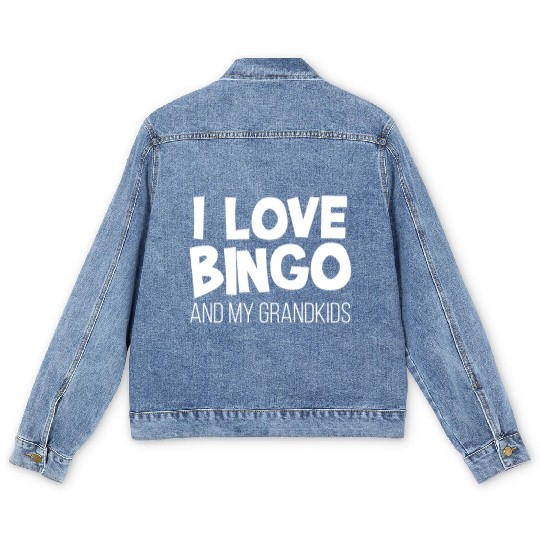 I Love Bingo And My Grandkids Men's Denim Jackets