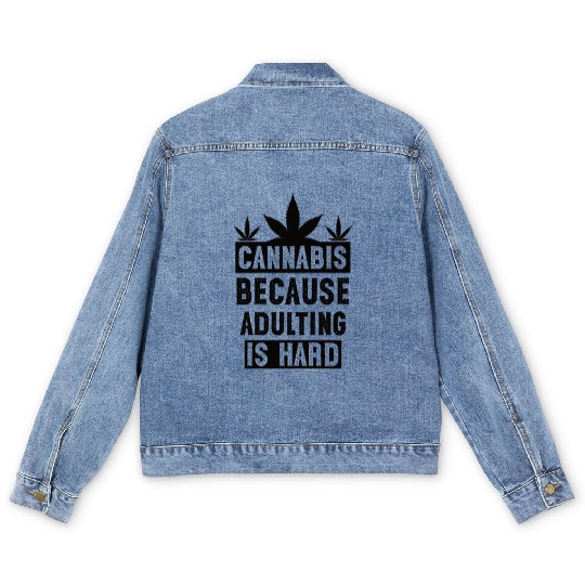 Cannabius because adulting is hard black Men's Denim Jackets