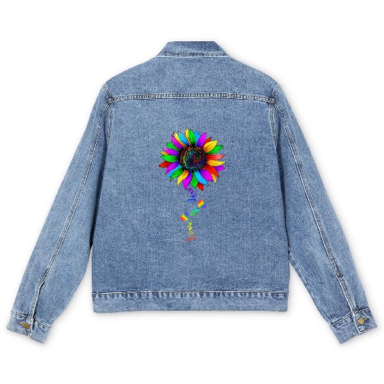 Sunflower Rainbow Love Is Love LGBT Lesbian Gay Men's Denim Jackets