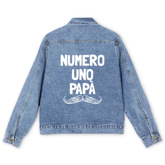 Numero Uno Papa Italian Dad Father's Number 1 Dad Men's Denim Jackets