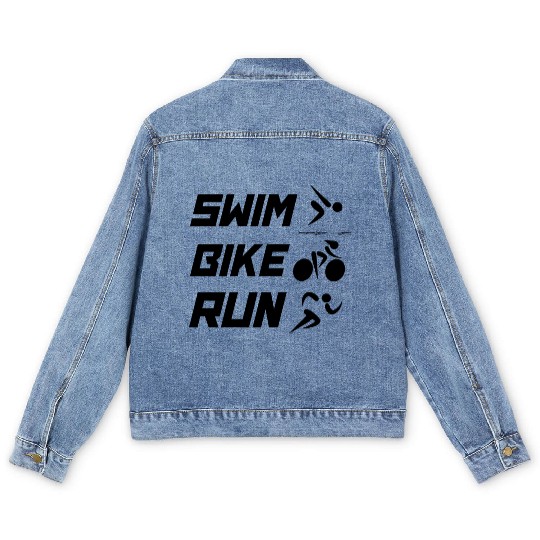 Swim Bike Run - Triathlon Men's Denim Jackets