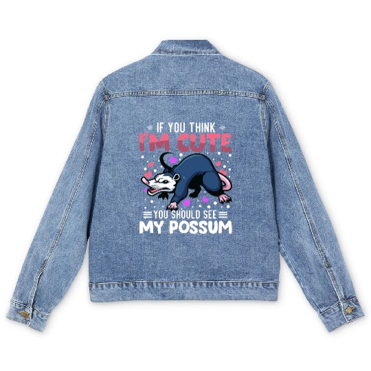 Possum Heart Valentine's Day Animal For Womens Men's Denim Jackets