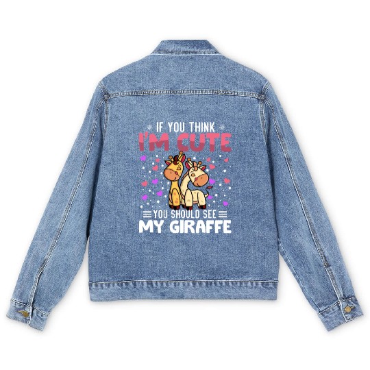 Giraffe Heart Valentine's Day Animal For Womens Men's Denim Jackets