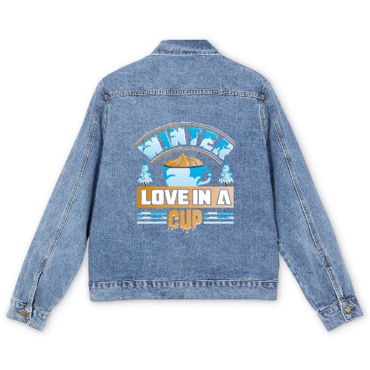 Winter Love in a Cup Men's Denim Jackets