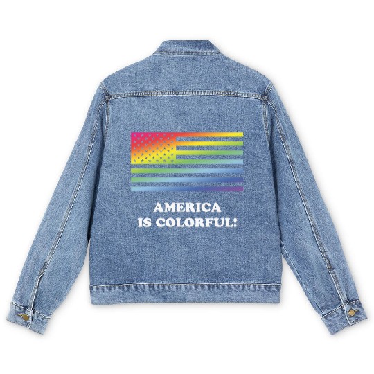 America Is Colorful! (Stars And Stripes) Men's Denim Jackets
