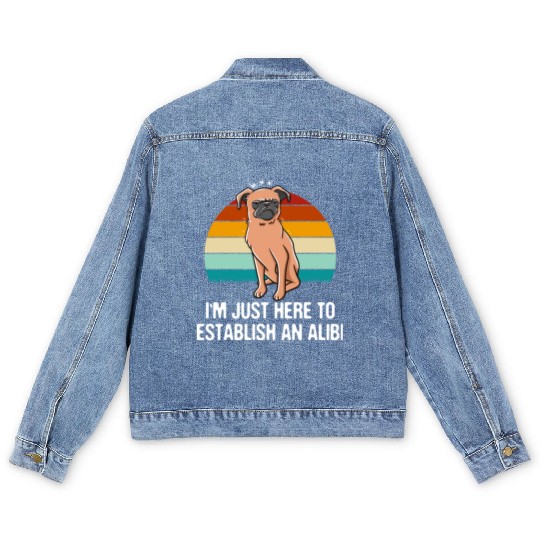 Im Just Here to Establish an Alibi Funny Sarcastic Men's Denim Jackets