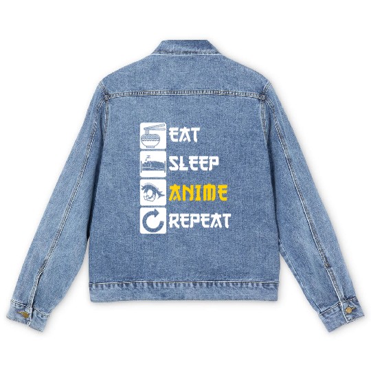 Eat Sleep Anime Repeat | Manga Japan Saying Cospla Men's Denim Jackets