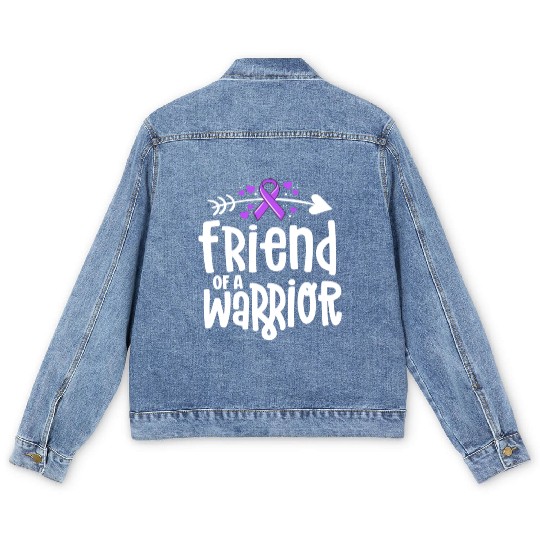 Friend Of A Warrior Purple Awareness Ribbon Men's Denim Jackets