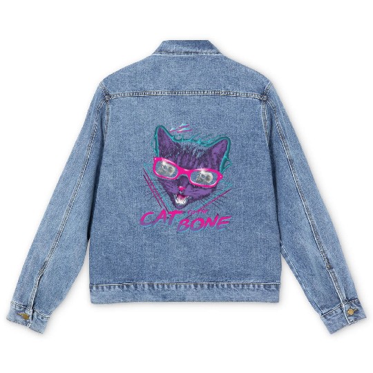 Vaporwave Cat Streetwear Men's Denim Jackets