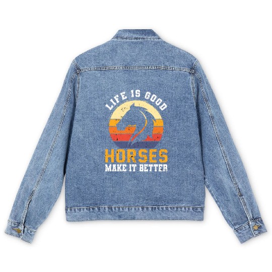 Cool Retro Vintage Horse Pony Hanoverian Gift Men's Denim Jackets