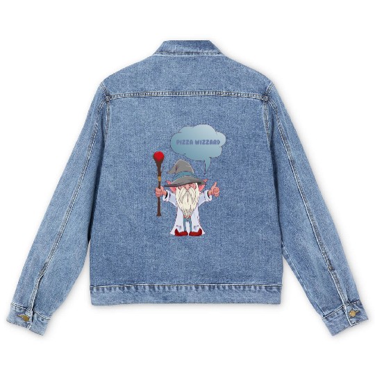 Cheer for the Wizard - Pizza Wizzard Men's Denim Jackets