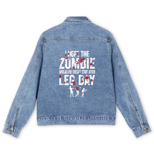 Funny Zombie Leg Day For Gym Lover Men's Denim Jackets