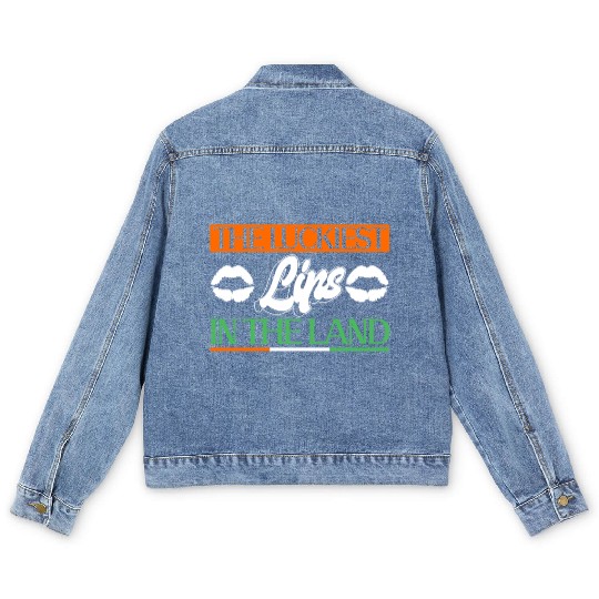 The Luckiest Lips In The Land - St Patricks Day Men's Denim Jackets