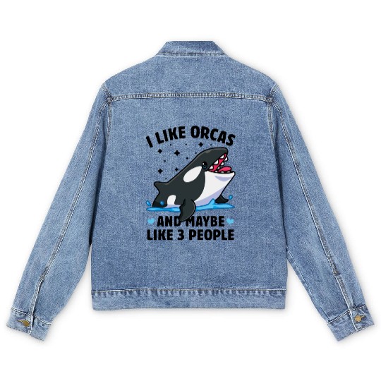I like orcas and maybe like 3 people killer whale Men's Denim Jackets