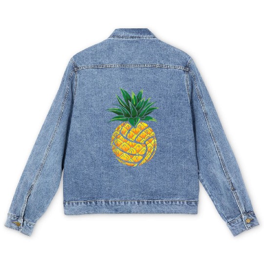Funny Pineapple Volleyball Men's Denim Jackets
