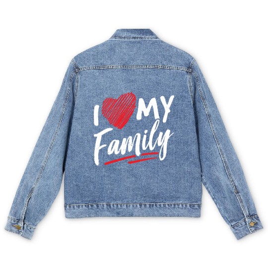 I Love My Family Gathering Families Reunion Men's Denim Jackets