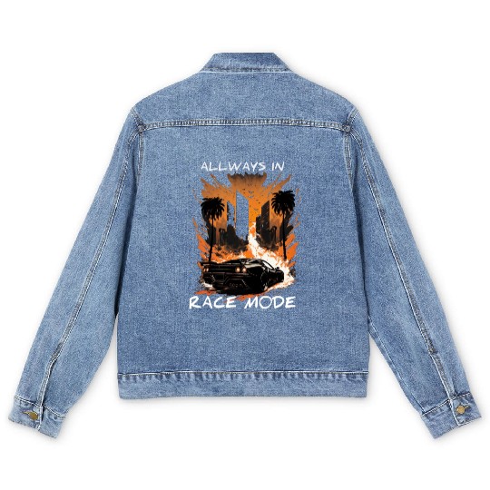 allways in race mode, sports car, drifting car Men's Denim Jackets