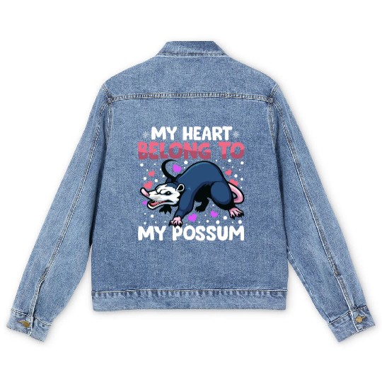Valentines Day My Heart Belong to My Possum Boys Men's Denim Jackets
